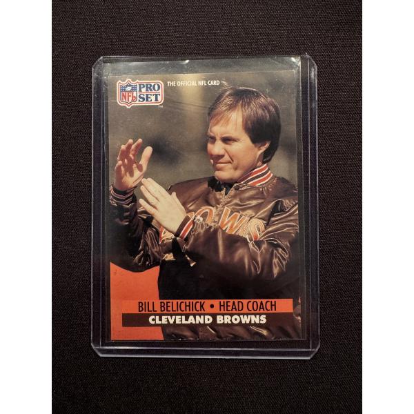 1991 Bill Belichick Coach Cleveland Browns Pro Set Football Card In Holder - Exceptional Condition