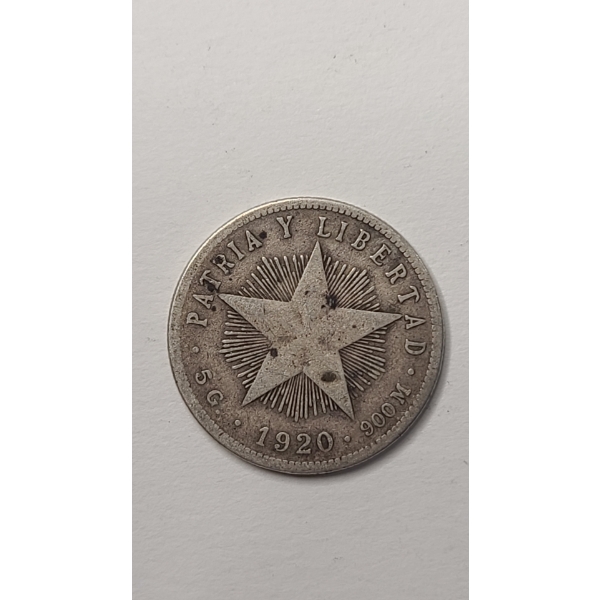 1920 Cuban 20 Centavos 90% Silver Coin - ASW: 0.1447 