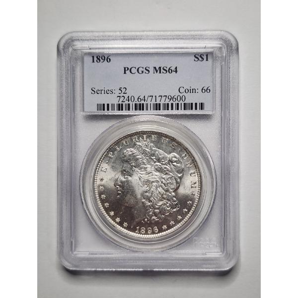 PCGS MS64 Graded 1896 United States Morgan Silver Dollar - Excellent Coin For Any Level Collector!
