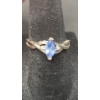 Image 1 : 10K White Gold Ring With Tanzanite And Diamonds - Size: 5.5 - Weight: 1.6g