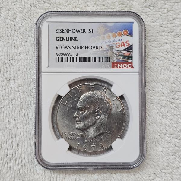 NGC Genuine 1978 Eisenhower One Dollar $1 Vegas Strip Hoard Slabbed Coin