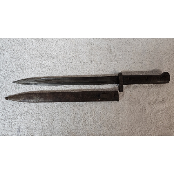 Vintage WWII Czechoslovakian VZ-24 Mauser Knife Bayonet Stamped CSZ C With Steel Scabbard (17")