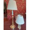 Image 1 : 2 Pcs  - Decorative Brass & Crystal Cut Pressed Glass Table Lamps - Fully Working In Excellent Condi
