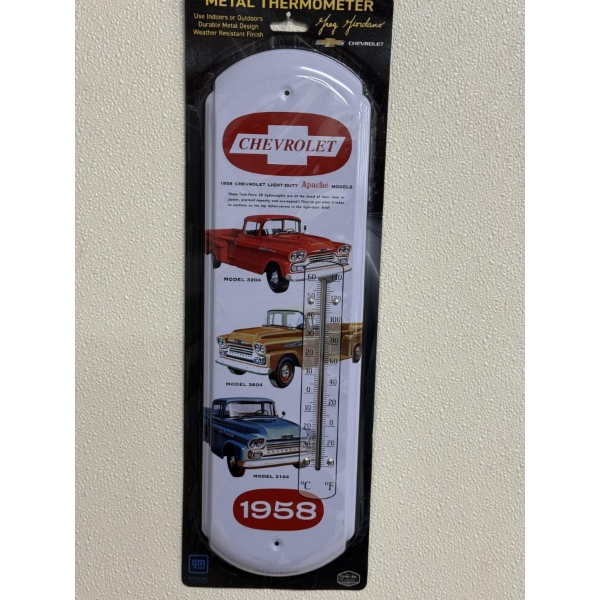 Chevrolet 1958 Apache Models 17" Metal Thermometer - Brand New In The Package