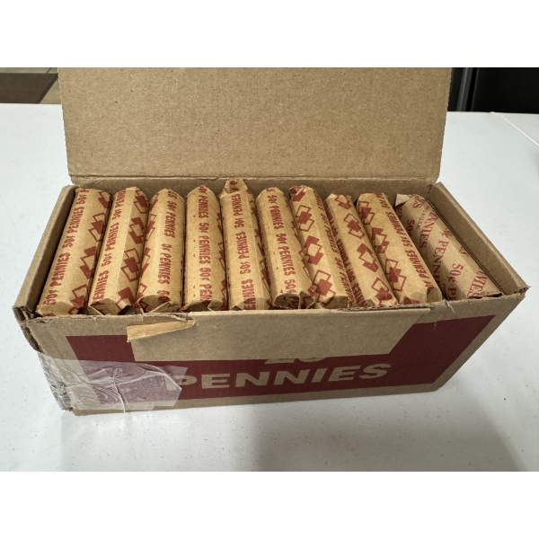 $25.00 Box of United States Pennies - U.S. Cents - Unsearched Box - $25.00 Face Value