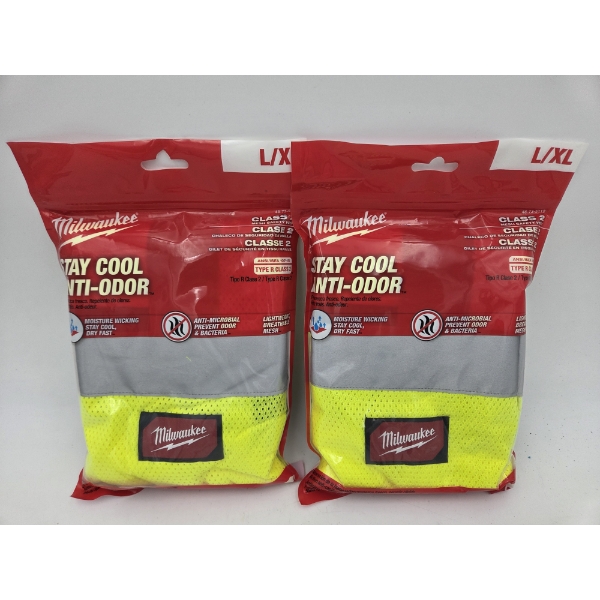 Two New In Package Milwaukee Safety Cooling Hi Visibility Vests Size L/XL