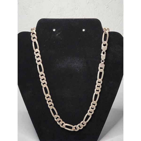 Sterling Silver Figaro Link Chain Necklace - 20in - TW: 65.7g