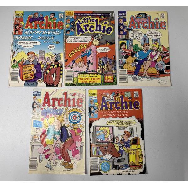 5 Assorted Year Vintage Archie Comic Books