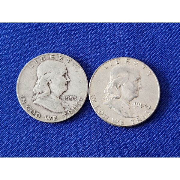 2 - 90% Silver Franklin Half Dollars FV: $1.00