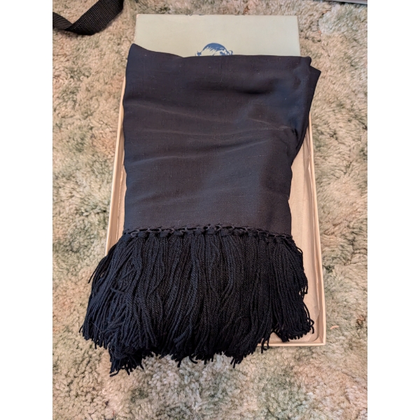 Fantastic Vintage Hand Mirror Set In Original Box, Sheer Black Scarf, And New Velvet Travel Jewelry 