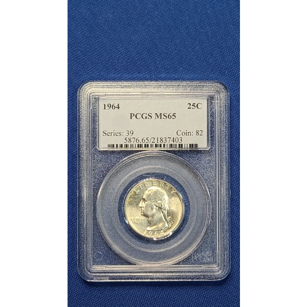 PCGS 1964 MS 65 90% Silver Washington Quarter 