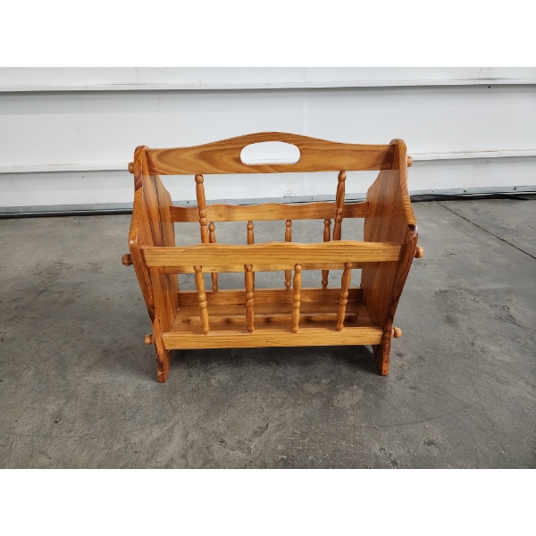 Vintage Wooden Magazine Holder Rack 18" x 16"