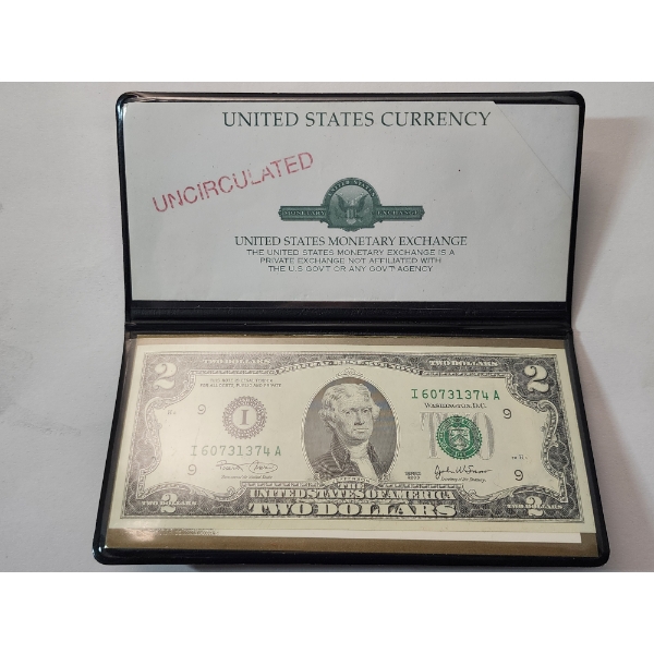 United States Uncirculated Series 2003 $2 Bill In Nice Protective Envelope 