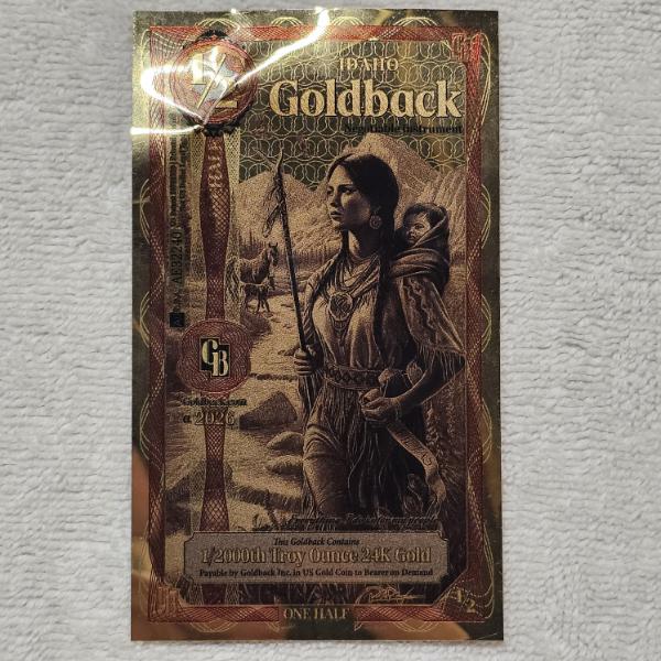 2026 Idaho 1/2 Goldback Aurum 24K Gold Foil Note (1/2000th Troy Ounce, .999 Fine Gold)