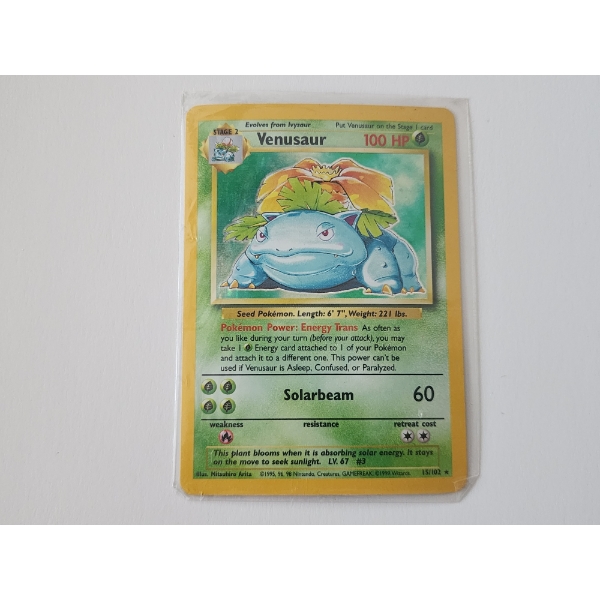 Vintage 1999 Pokemon Trading Card - Venusaur Holo #15/102 - In Holder