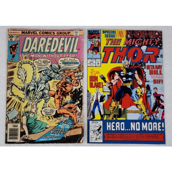 Two Vintage Marvel Comics Ft. Daredevil #138 & The Mighty Thor #442