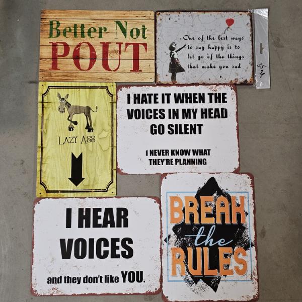 Vintage Metal Tin Signs Wall Decor, Set Of 6, 8"x12"