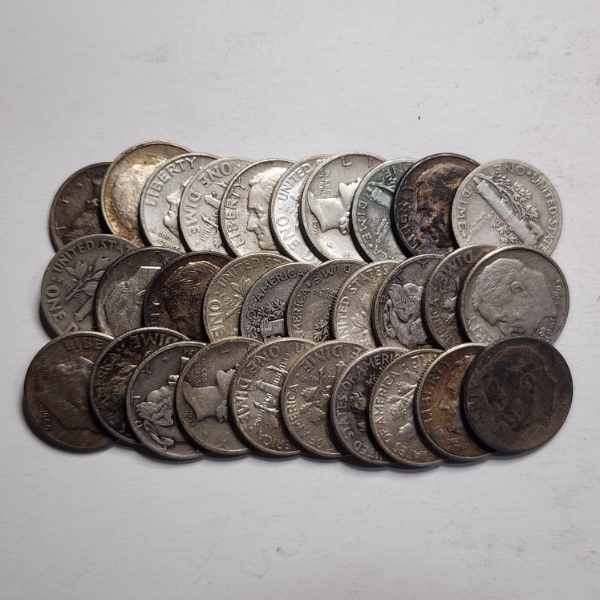 $3.00 Face Value in Assorted 90% Silver United States Dimes Ft. Mercury & Roosevelt Dimes