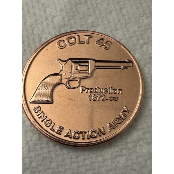 Colt 45 Single Action Army .999 Fine Copper Troy Ounce Coin - Mint Condition - Exceptional Coin