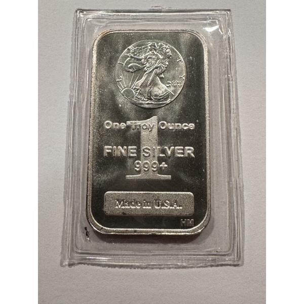 Walking Liberty .999 Fine Silver One Troy Ounce Bar - Mint Condition