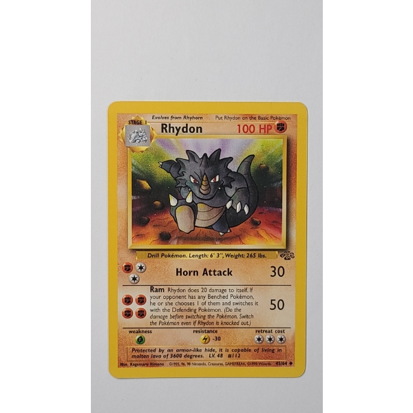 1999 Rhydon #45/64 Pokemon Trading Card From The Jungle Set - Near Mint