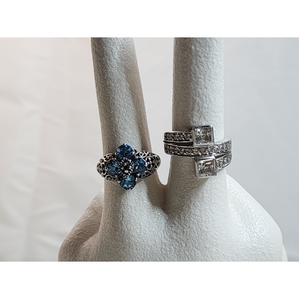 Two Sterling Silver Rings Size 8 - Total Weight: 11.5g
