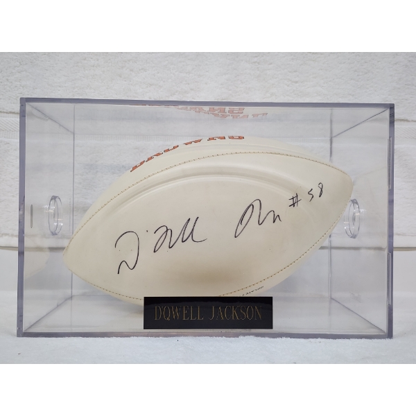 D'Qwell Jackson Hand Signed Cleveland Browns Full Size Football In Acrylic Protective Display Case