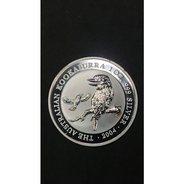 2004 1 Oz .999 Fine Silver $1 Queen Elizabeth II Australian Silver Kookaburra Coin