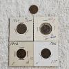 Image 1 : Five Vintage US Indian Head Cents in Cardboard Holders from 1860 to 1906 AFV $.05