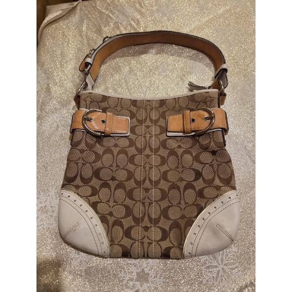 Classic Brown And White Authentic Coach Bag