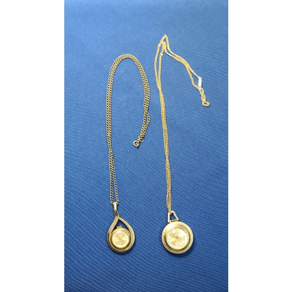 Vintage Chateau Swiss Made Tear Drop Watch Necklace & Montreluxe Antimagnetic Watch Necklace 