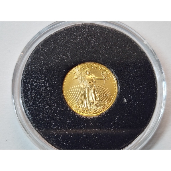 2014 1/10 oz Fine Gold $5 American Eagle Coin in Capsule w/ Certificate of Authenticity