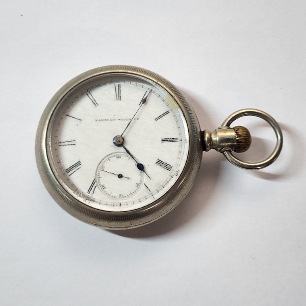 Large Hampden Watch Co. Silver-Tone Pocket Watch