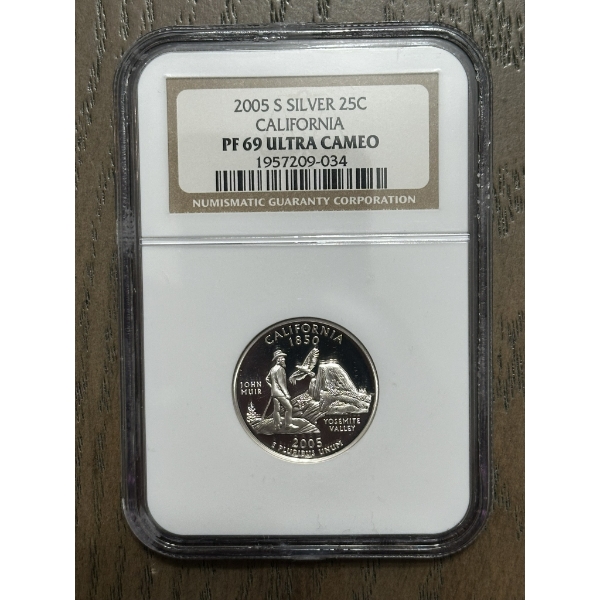 NGC PF69 Ultra Cameo 2005-S Silver State Quarter - California