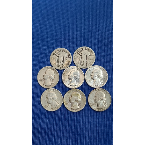 Assorted Years/Mint Marks 90% Silver Washington Head & Standing Liberty Quarters - Face Value: $4.00