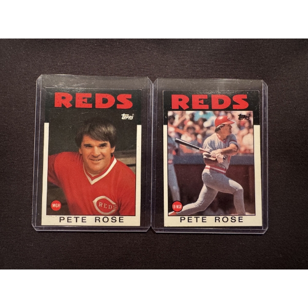 2 - 1986 Topps Pete Rose Cincinnati Reds Baseball Cards - Mint Condition