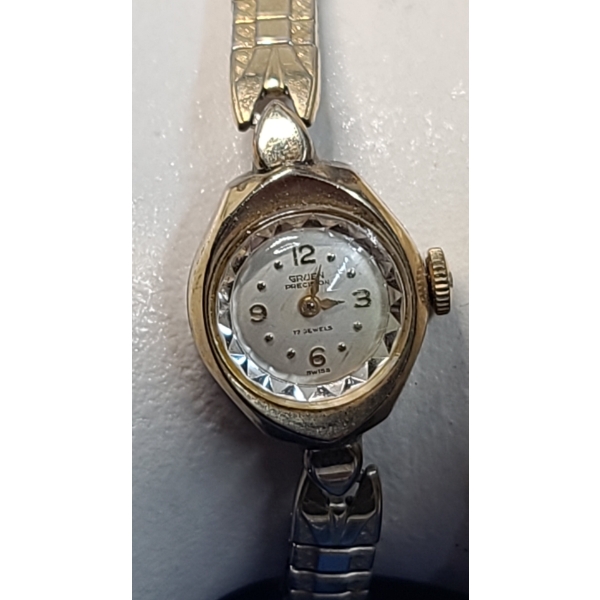 Women's 10K Rolled Gold Plate Petite Gruen Precision Swiss 17 Jewels Wind Up Wristwatch 