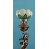 Image 3 : Tall 32" Bronze Cupid Figural Converted Parlor Lamp As Shown With Globe