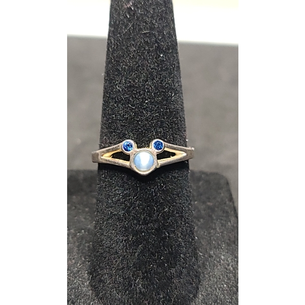 Disney Sterling Silver Mickey Shaped Ring With Blue Stones - Size 5 - Total Weight: 1.9g