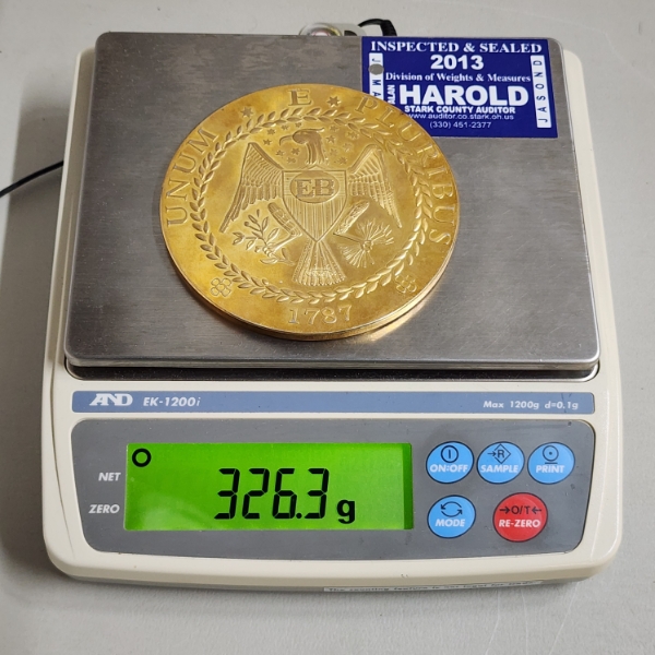 LARGE Commemorative Replica Medal of 1787 Brasher Gold Doubloon ~ Beautiful Coin!