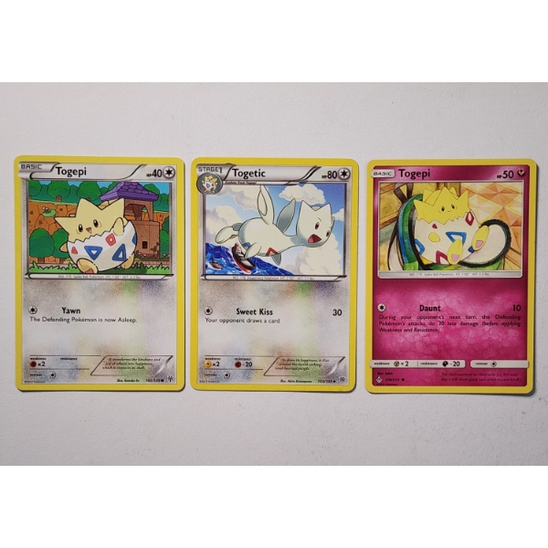 Three Vintage Pokemon Trading Cards Including Togepi & Togetic