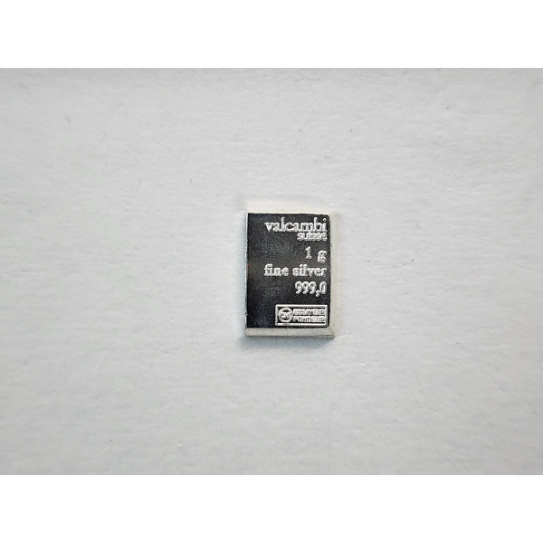 Valcambi Suisse 1 Gram .999 Fine Silver Bar - Mint Condition