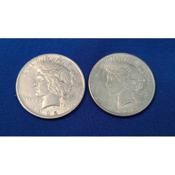 1922 & 1925 Silver Peace Dollars