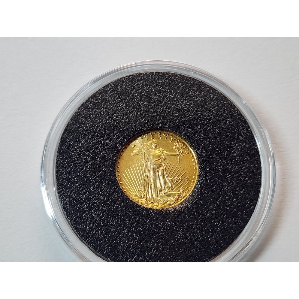 2014 1/10 oz Fine Gold $5 American Eagle Coin in Capsule w/ Certificate of Authenticity