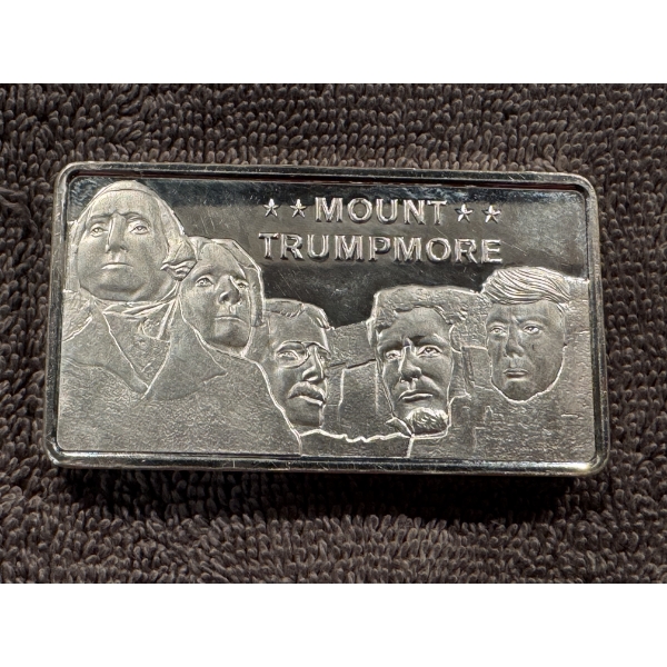 Limited Edition Mount Trumpmore 10 Troy Oz .999 Silver Bar By Scottsdale Mint - Donald Trump