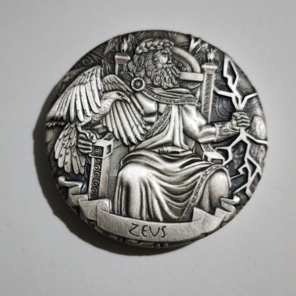 Perth Mint 2016 Gods of Olympus Zeus 2 Oz .999 Fine Silver High Relief Coin FROM 12 COIN SET!