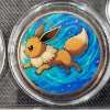 Image 3 : Pokemon Two Coin Copper Round Set ~ 2 OUNCES OF COPPER ~ Ft. Pikachu & Eevee in Nice Display Case