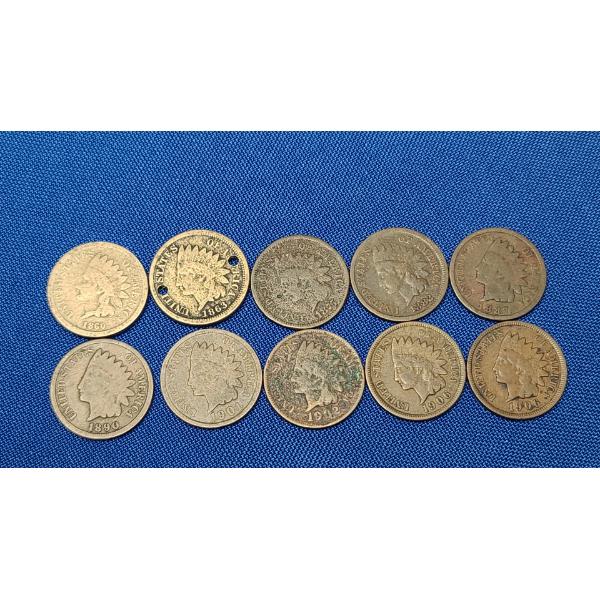 Assorted Years Indian Head Pennies - Face Value: $0.10