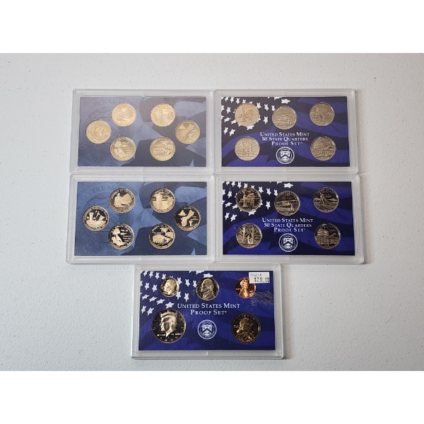 U.S. 2000 Proof Set & x4 State Quarters Collections: 2007, 2001, 2001, 2009