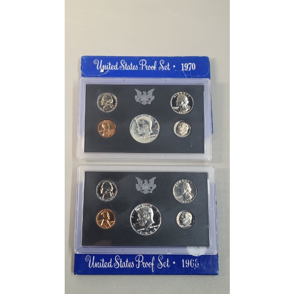 1968 & 1970 United States Mint Proof Coin Sets Featuring 40% Silver Kennedy Half Dollars
